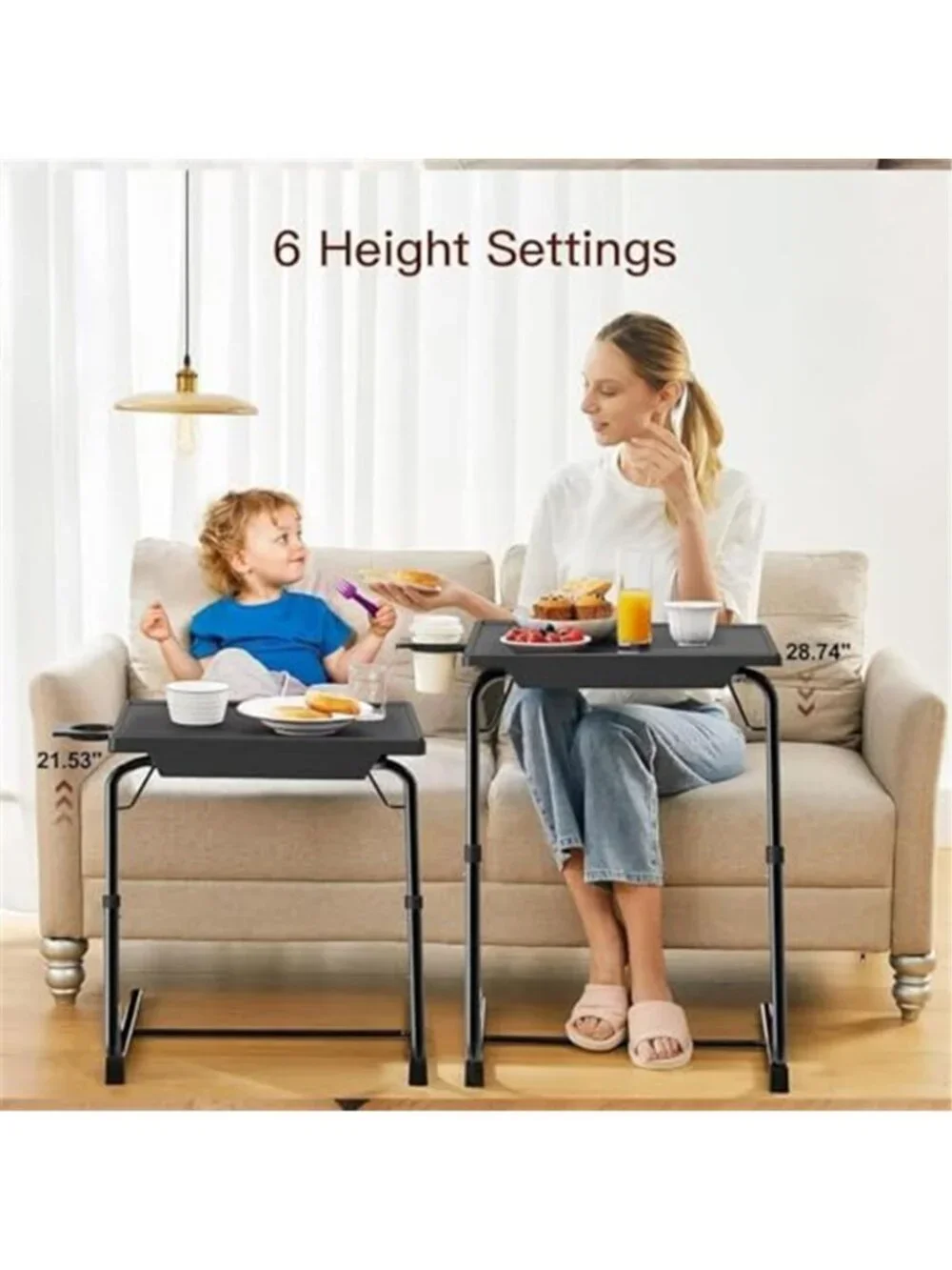 Adjustable TV Tray Table - Foldable TV Tray with 6 Height & 3 Tilt Angle
